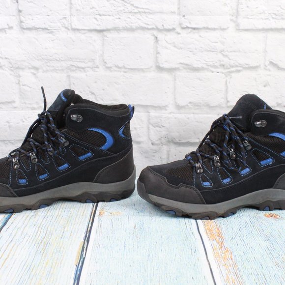 Lands End Alpine Trekker Blue Black Suede Hiking Lace-Up Boots Size 9 D - Picture 2 of 9